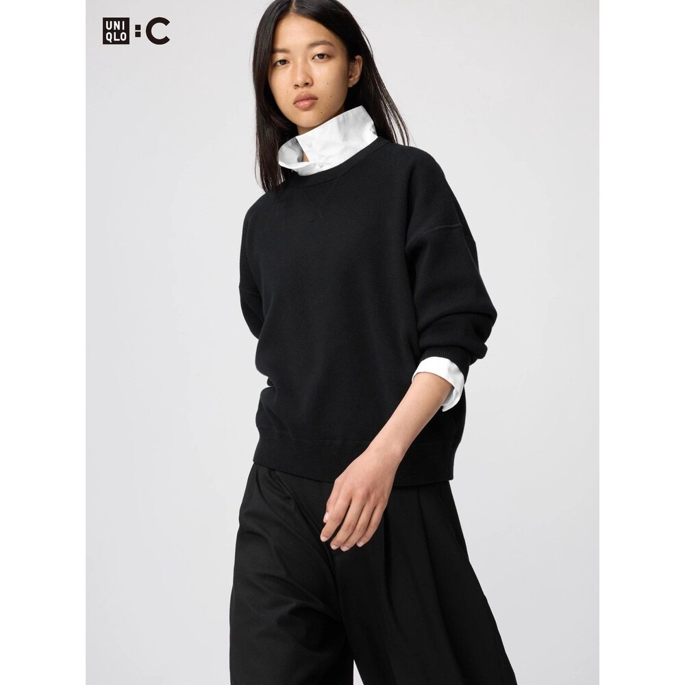 Uniqlo Smooth Cotton Crew Neck Sweater Black Size Small